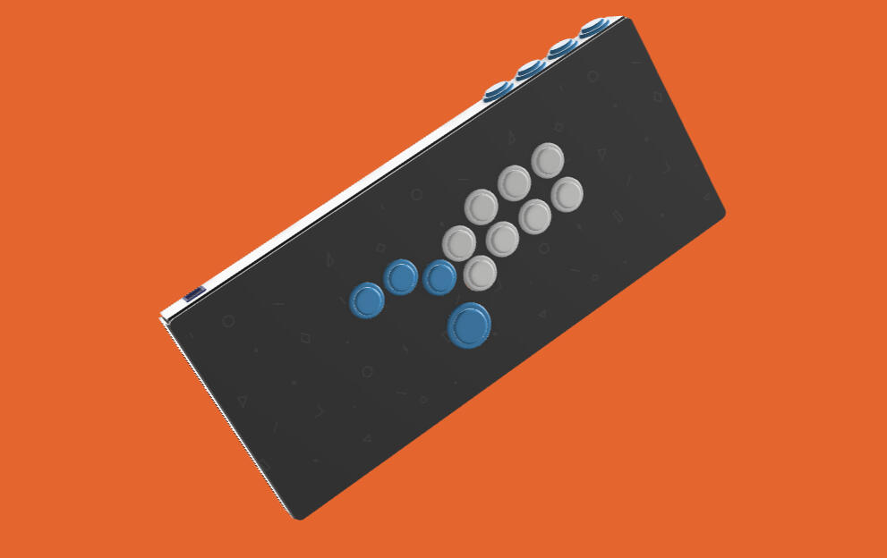 CAD model render of fight stick game pad